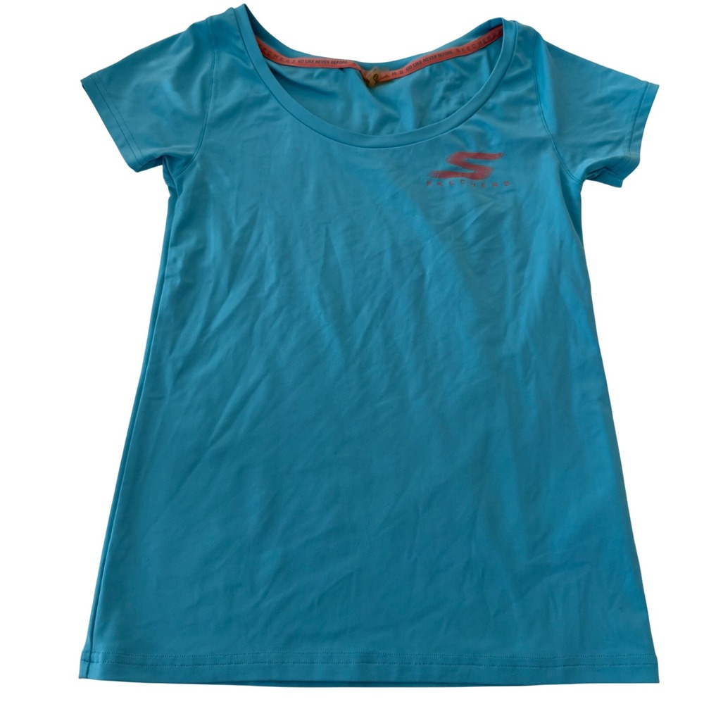 Skechers Performance GO Women XS Blue Short Sleeve Athletic T-Shirt Workout Top